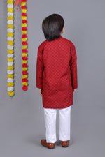 Red Chikankari Embroidery Kids Kurta Set – Elegant & Classic for Your Little One