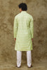 Bluesaanchi Men's Chikankari Embroidered Kurta Set - Green White