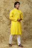 Bluesaanchi Men's Cotton Embroidered Kurta Set – Yellow Boota