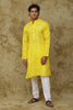 Bluesaanchi Men's Cotton Printed Kurta Set – Yellow Geometric