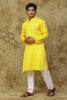 Bluesaanchi Men's Cotton Printed Kurta Set – Yellow Geometric