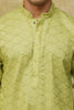 Bluesaanchi Men's Mehendi Brick Zigzag Embroidered Kurta Set