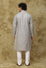 Bluesaanchi Men's Linen Threadwork Kurta Set - Creamy Grey