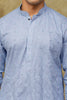 Bluesaanchi Men's Linen Threadwork Kurta Set - Blue