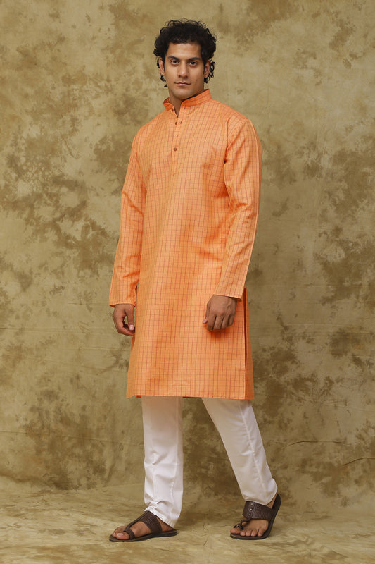 Bluesaanchi Men's Checkered Cotton Kurta Set | Summer Traditional Look