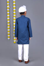 Dark Blue Chikankari Embroidery Kurta Set – Elegant & Classic for Your Little One
