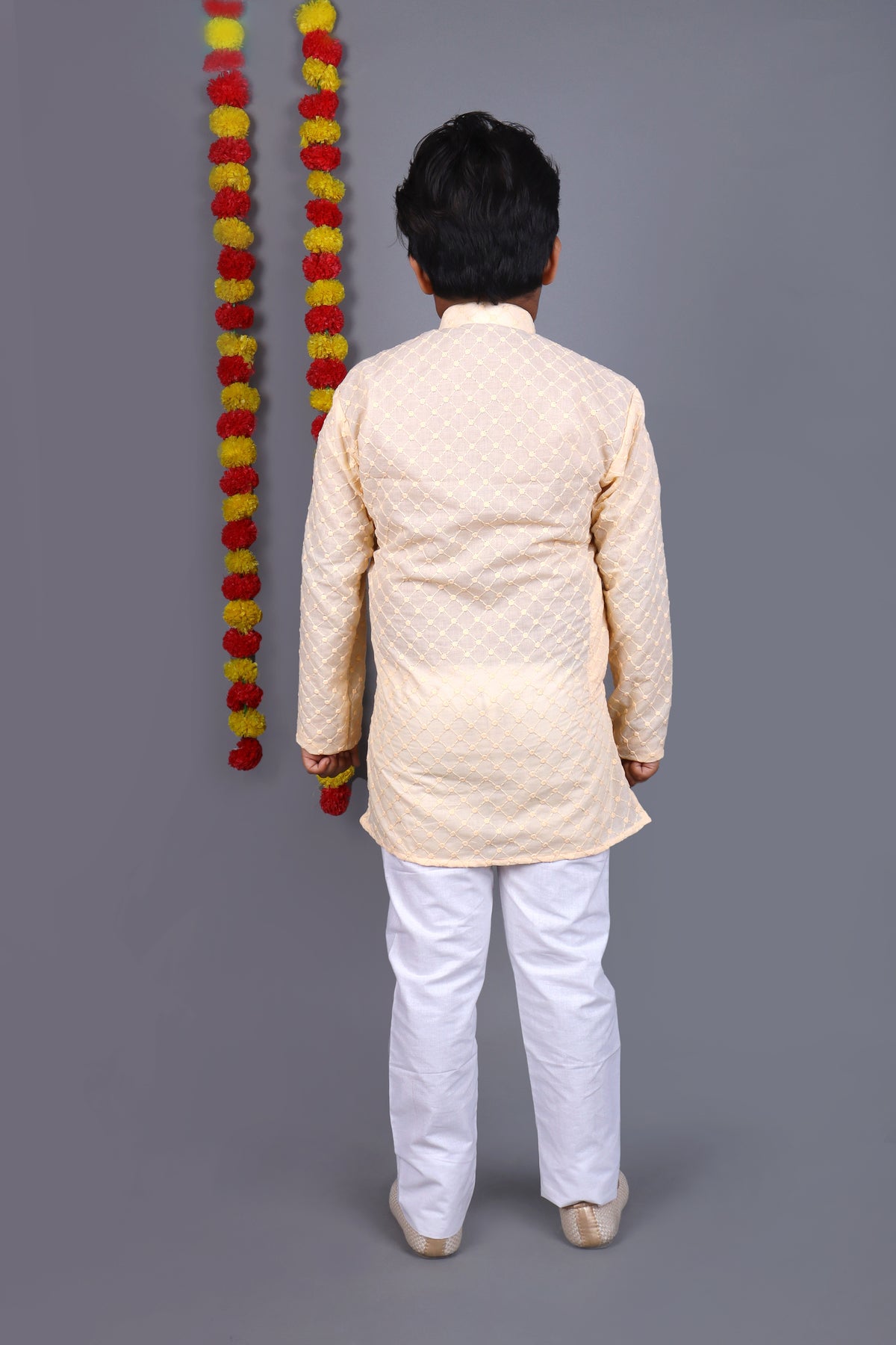 Light Peach Chikankari Embroidery Kurta Set – Elegant & Classic for Your Little One