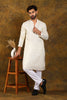 White Party Wear Mirror Work Men's Kurta Pajama Set