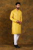 Yellow Party Wear Mirror Work Men's Kurta Pajama Set