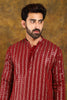 BLUESAANCHI MEN'S RED MIRROR WORK KURTA SET