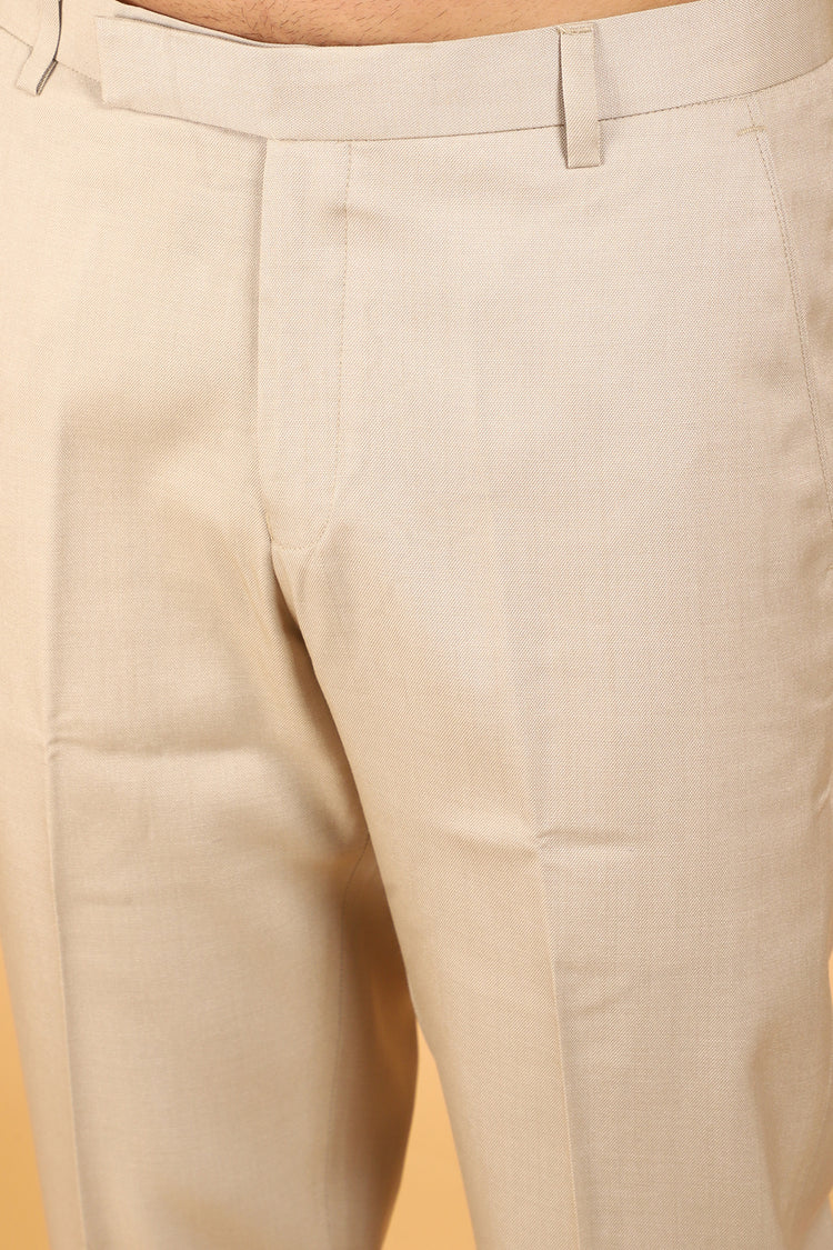 Bluebird Polycotton Cream Trouser For Men's