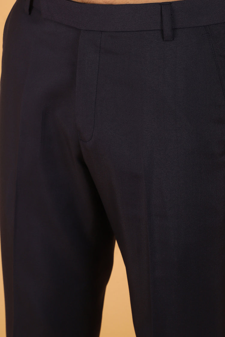 Lycra Blend Black Texture Trouser For Men's