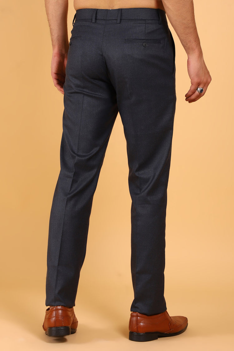 Lycra Blend Dark Grey Texture Trouser For Men's