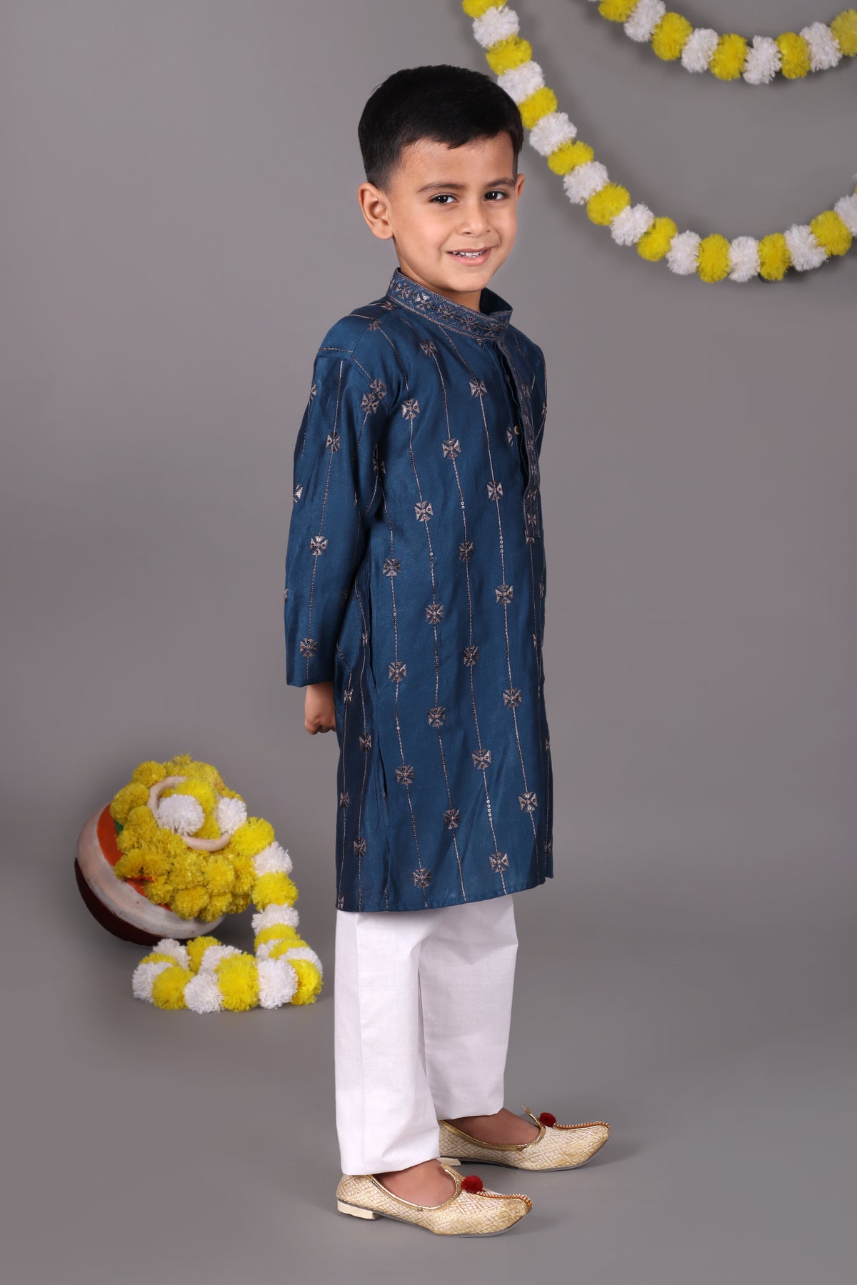 Chill & Classy Blue Mirror Work Kurta Set for the Cool Kid