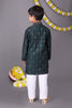 Green Dream Bold Mirror Work Kurta Set for Little Trendsetters