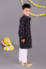 Classic Cool Black Mirror Work Kids Kurta Set with a Modern Twist