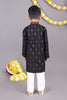 Classic Cool Black Mirror Work Kids Kurta Set with a Modern Twist