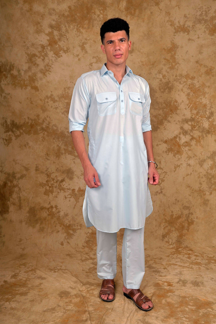 Bluesaanchi Blue Pathani Kurta with Trouser Pant