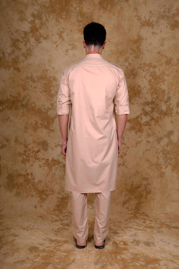 Bluesaanchi Beige Pathani Kurta with Trouser Pant