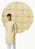 Veshbhoshaa Men's Soft Yellow Printed Kurta Set