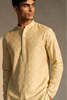 Veshbhoshaa Men's Soft Yellow Printed Kurta Set