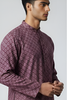 Veshbhoshaa Men's Wine Printed Kurta Set