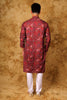 Bluesaanchi Sequined Chikan Print Traditional Maroon Kurta Set