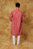 Bluesaanchi Sequined Chikan Print Traditional Red Kurta Set