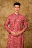 Bluesaanchi Sequined Chikan Print Traditional Red Kurta Set