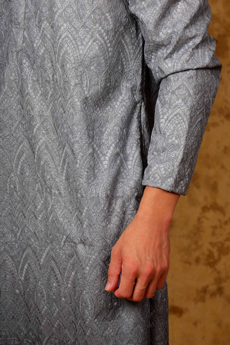 Bluesaanchi Zari Work Grey Kurta with Trouser Pajama