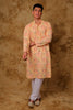 Bluesaanchi Sequined Chikan Print Traditional Mango Yellow Kurta Set