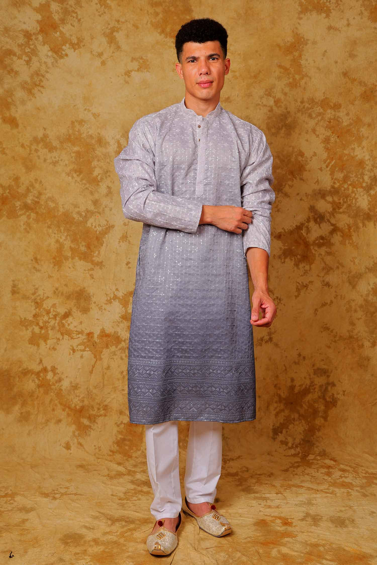 Bluesaanchi Zari Work Light Blue Kurta with Trouser Pajama