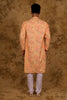 Bluesaanchi Sequined Chikan Print Traditional Mango Yellow Kurta Set