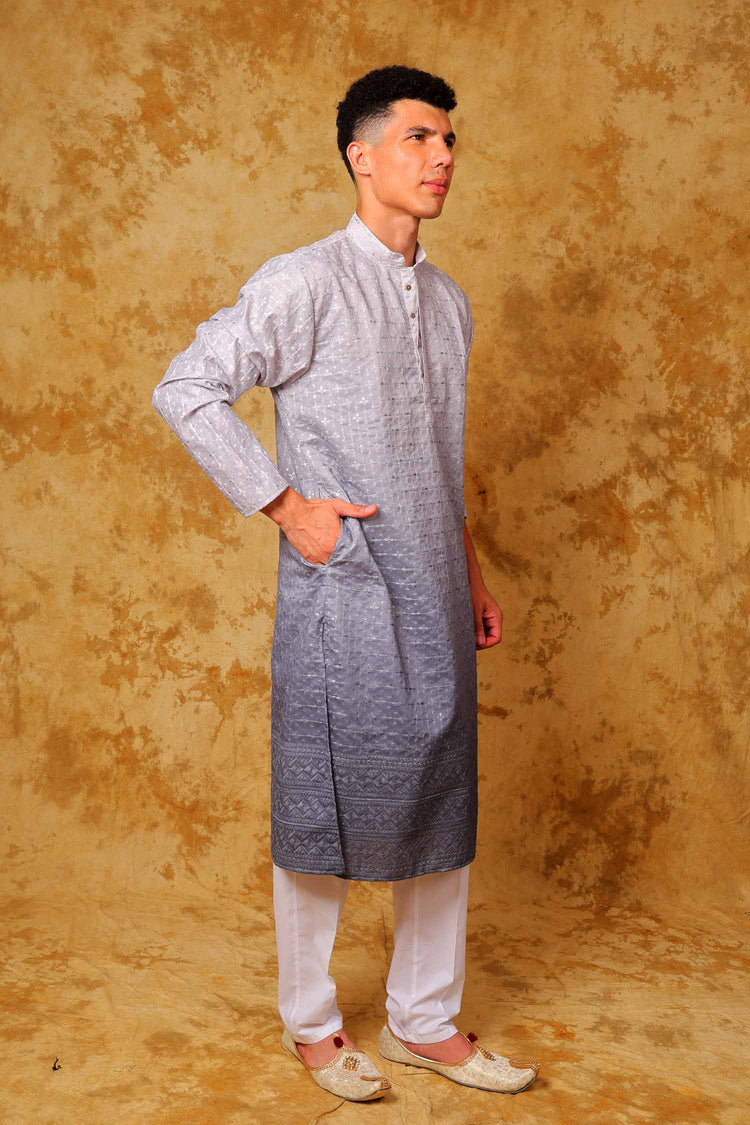 Bluesaanchi Zari Work Light Blue Kurta with Trouser Pajama