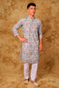 Bluesaanchi Sequined Chikan Print Traditional Sky Blue Kurta Set