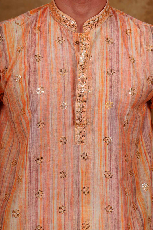 Bluesaanchi Zari Work Peach Kurta with Trouser Pajama