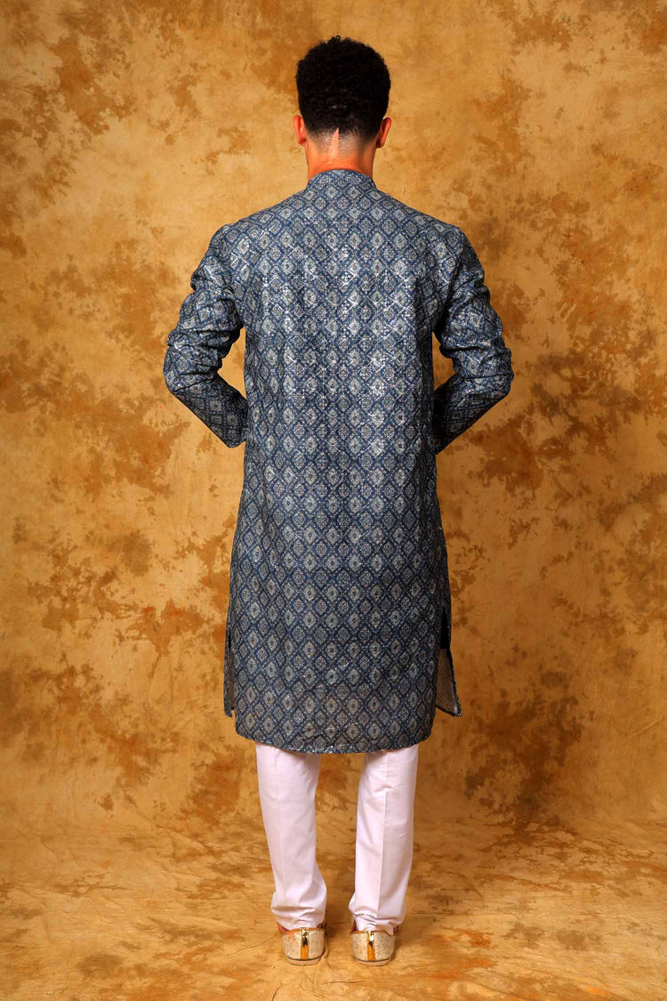 Bluesaanchi Zari Work Blue Kurta with Trouser Pajama