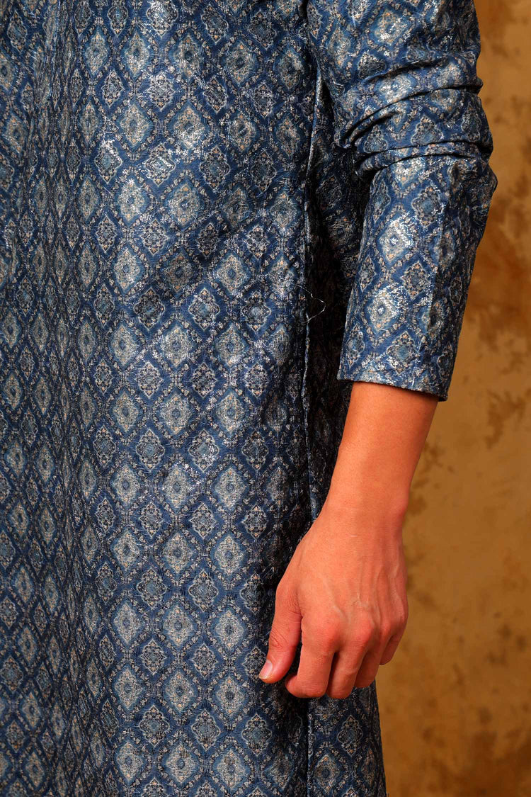 Bluesaanchi Zari Work Blue Kurta with Trouser Pajama