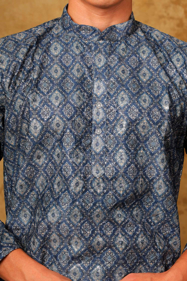 Bluesaanchi Zari Work Blue Kurta with Trouser Pajama