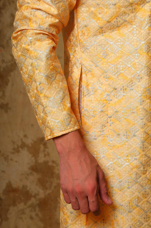 Bluesaanchi Zari Work Yellow Kurta with Trouser Pajama