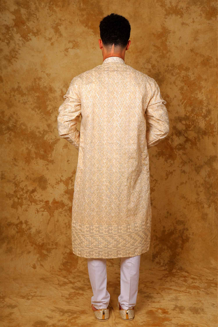 Bluesaanchi Zari Work Light Mango Kurta with Trouser Pajama