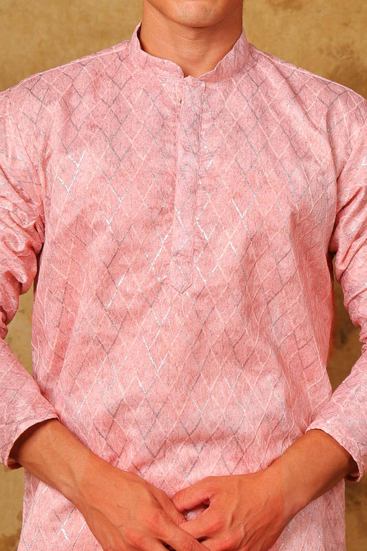 Bluesaanchi Zari Work Pink Kurta with Trouser Pajama