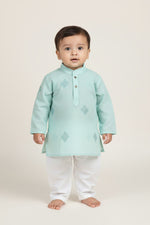 Veshbhoshaa Kid's Blue Geometric Sequence Kurta Pajama Set