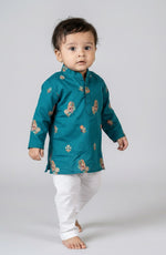 Veshbhoshaa Kid's Teal Kurta Pajama Set