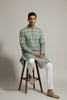 Veshbhoshaa Men's Green Printed Sequence Kurta Pajama Set