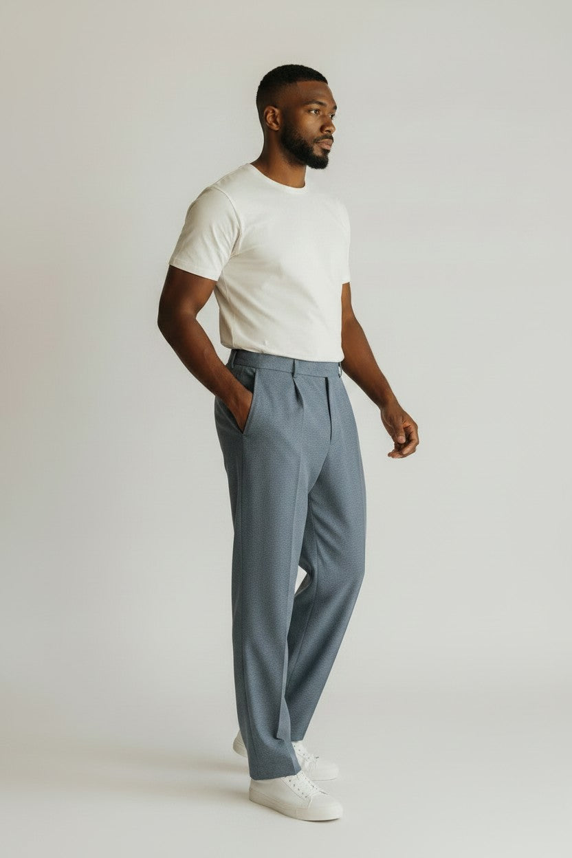 Bluebird Men's Korean Pleated Pant Grey Colour