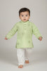 Veshbhoshaa Kid's Green Geometric Sequence Kurta Pajama Set