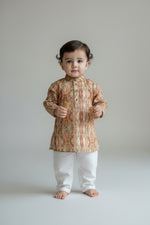 Veshbhoshaa Kid's Orange Multicolour sequence Pajama Set