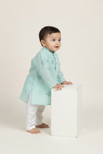 Veshbhoshaa Kid's Blue Geometric Sequence Kurta Pajama Set