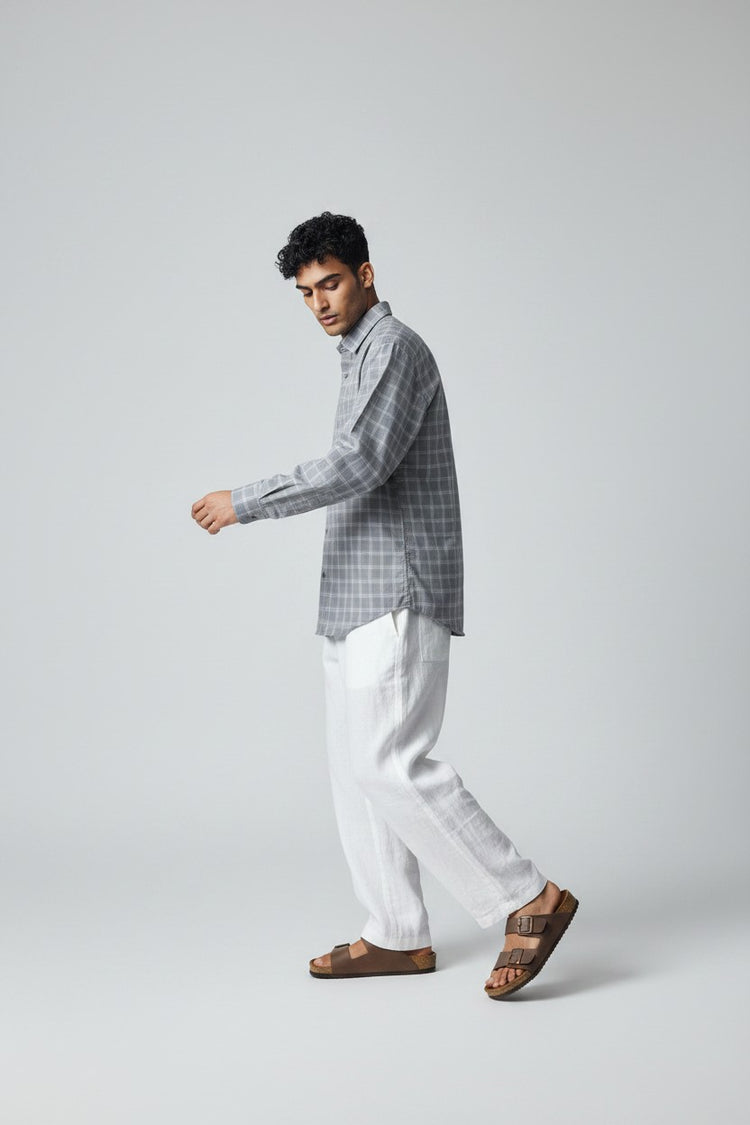 Bluebird Men's Green Linen Tencel Shirt